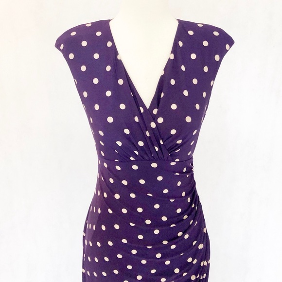 Lauren Ralph Lauren Side Ruched Polka Dot Dress - Picture 2 of 8